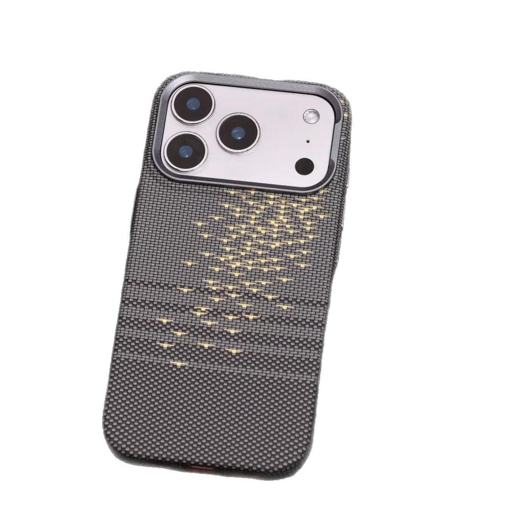Embossed Kevlar Magnetic Case for iPhone 17 Pro Max - Floating Light Ripples Design, Fits Apple 16, High-End Feel
