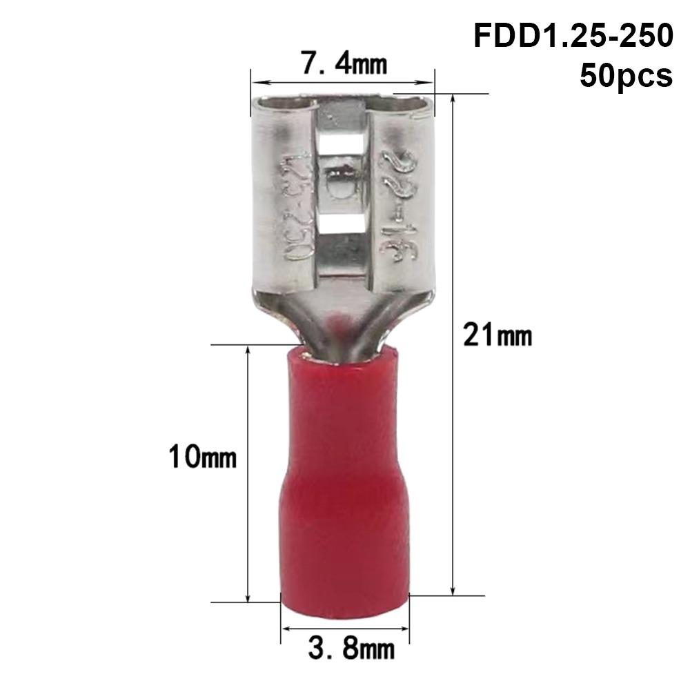 50Pcs 2.8/4.8/6.3mm Wire Connectors FDD/MDD1.25/2/5.5 Female/Male Electrical Crimp Terminal Insulated Spade Quick Disconnects