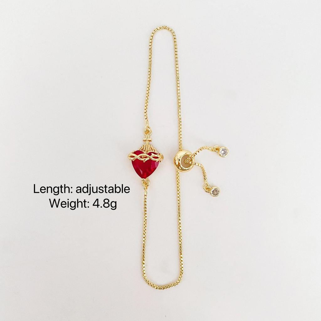 Micro-Inlaid Zircon Red Love Bracelet Women'S Niche Design Sense Adjustable Temperament Light Luxury Bracelet