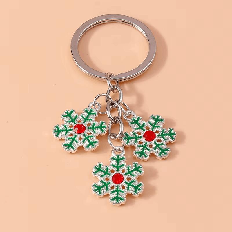 Cute Enamel Christmas Snowman Keychain Candy Cane Bells Keyring Women Girls Handbag Pendants DIY X'mas Jewelry Gifts