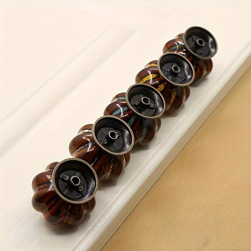 4 Stück Vintage-Kürbis-Schrankknöpfe aus Keramik für Küche, Schrank, Badezimmer, Kommode, Kleiderschrank, Leopardenorange