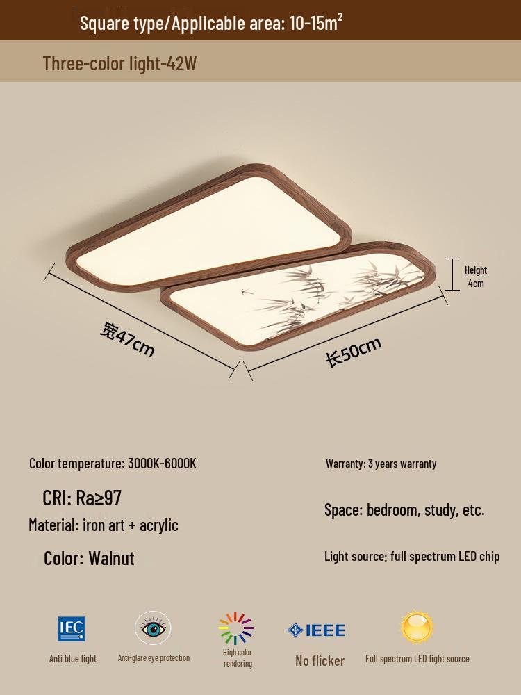 Song Dynasty-Inspired Zen Bamboo Ceiling Light: Retro Creative Square Design for Bedroom or Study