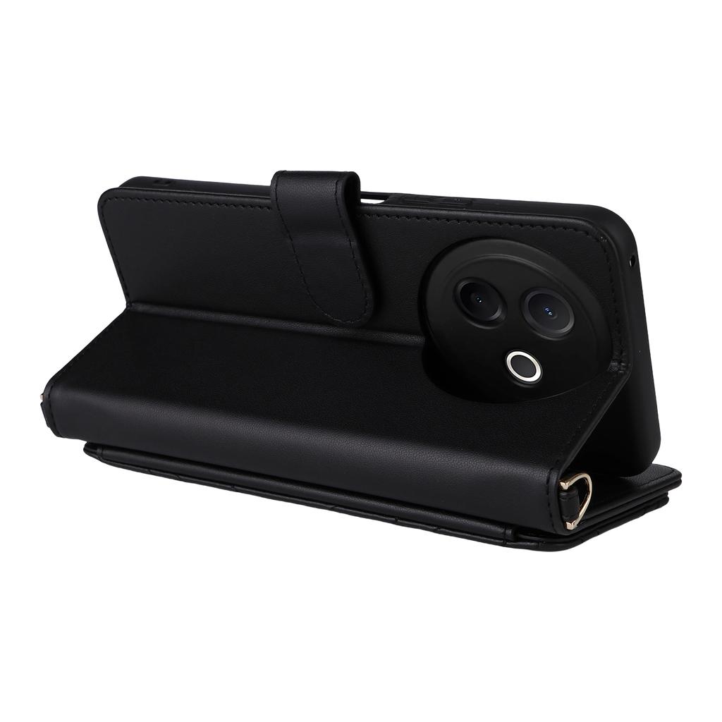 For Vivo Y39 5G/Y300i 5G Wallet Case with Shoulder/Wrist Strap Leather Phone Cover Stand