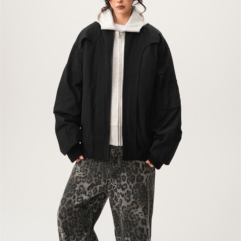 

2025 Ретро Клинфит Куртка-бомбер с изогнутым кроем XXL чёрный