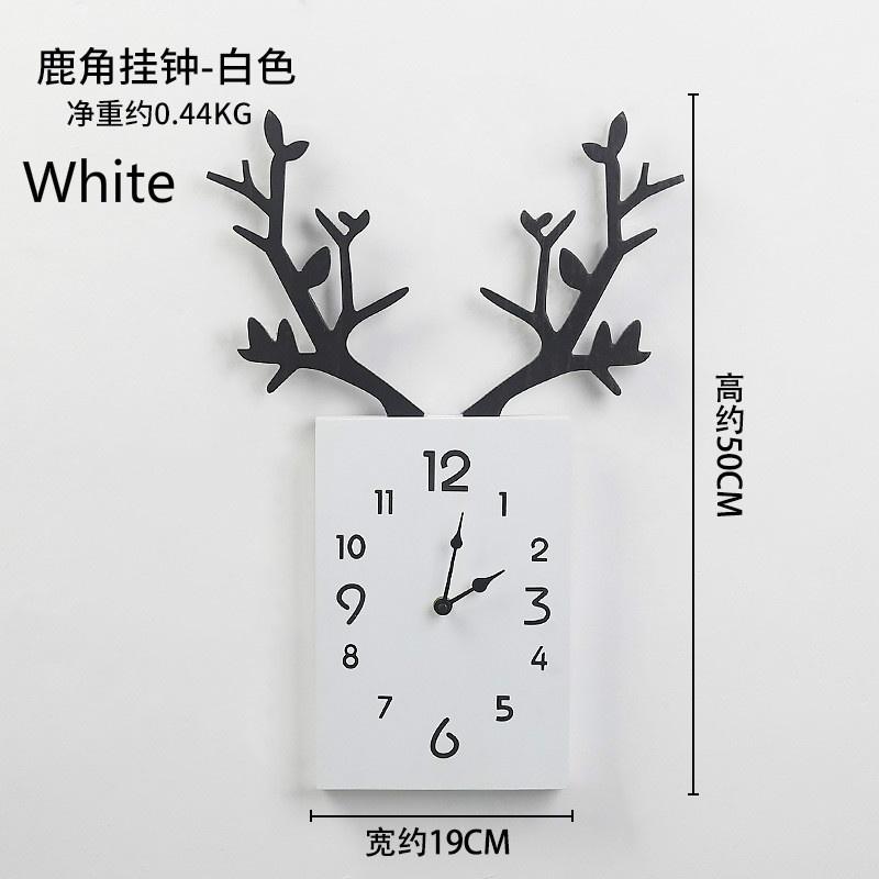 Nordic Minimalist Creative Antlers Wooden Clocks Home Living Room Room Wall Decoration Square Wall C