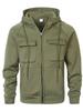 Men's Multi-Pocket Zip-Up Hooded Cardigan: European/American Style, Loose Fit, Stand Collar, Perfect for Spring, Autumn, Winter.