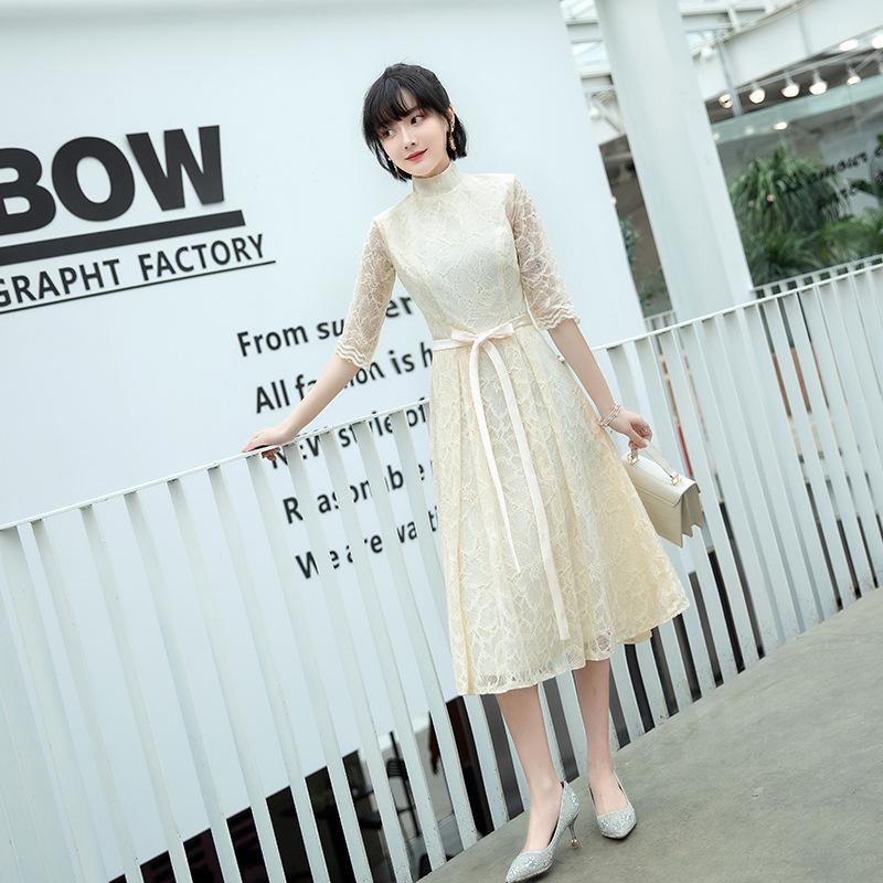 

Evening dress New spring elegant slim dress Medium sleeve party dress Multi-color optional XXXL шампанського