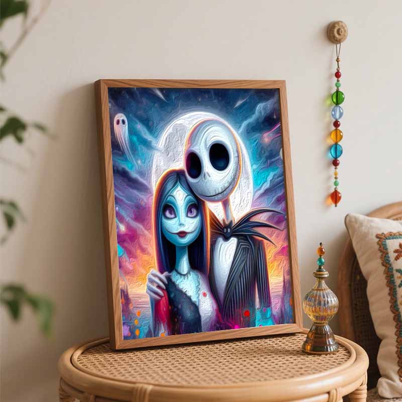 Disney Nightmare Before Christmas Oil Painting Kit Home Bedroom Wall Decor Handmade Gift Art Crafts Lovers Couple Romantic Galaxy Design