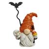 Halloween Gnome Figurine, Small Resin Dwarf Table Decoration, Spooky Pumpkin Bat Skull Gnome Statue for Tiered Tray, Tabletop, Home Decor