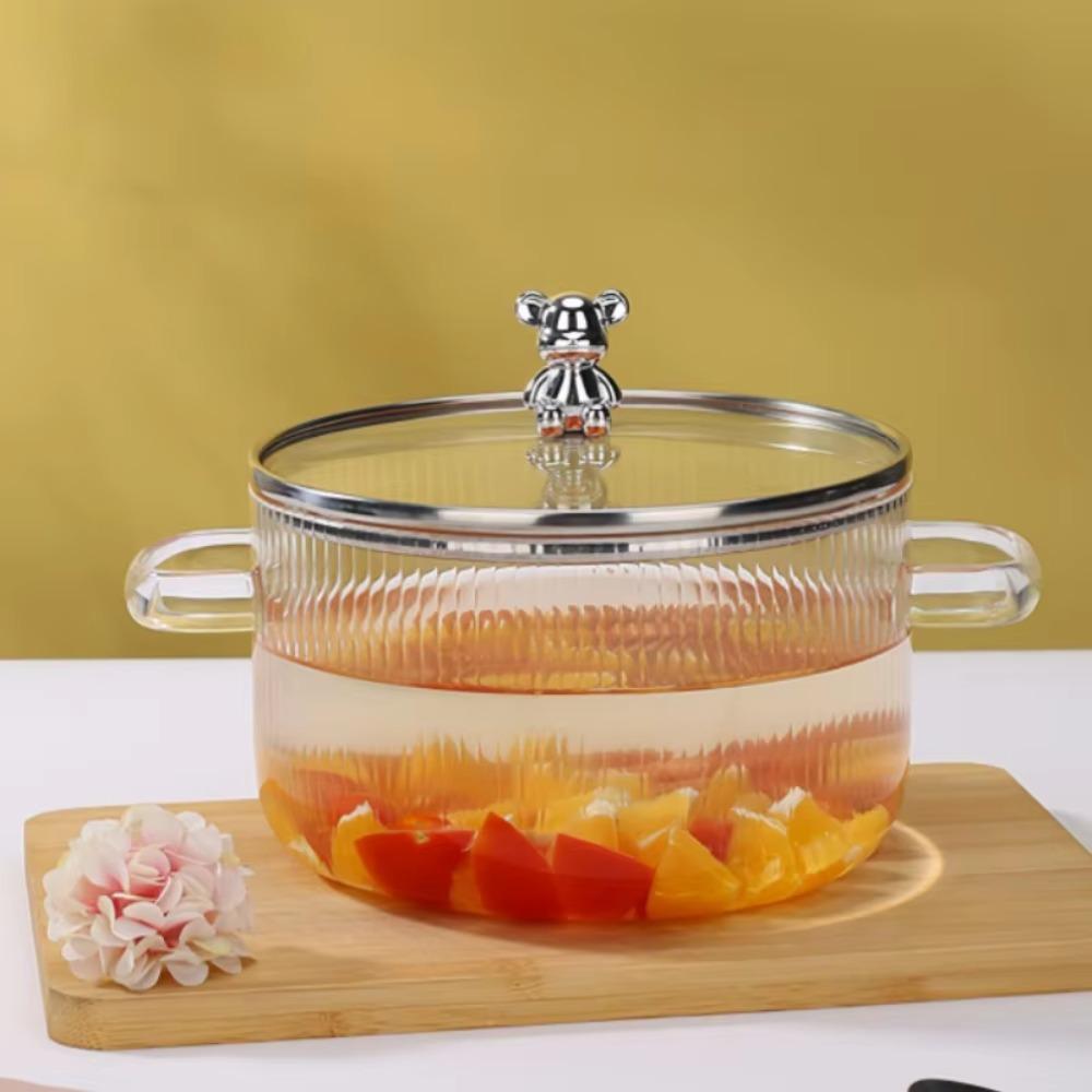 Binaural Griff Bär Glas Kasserolle Hitzebeständiger Kochtopf Ramen Schüssel Brei