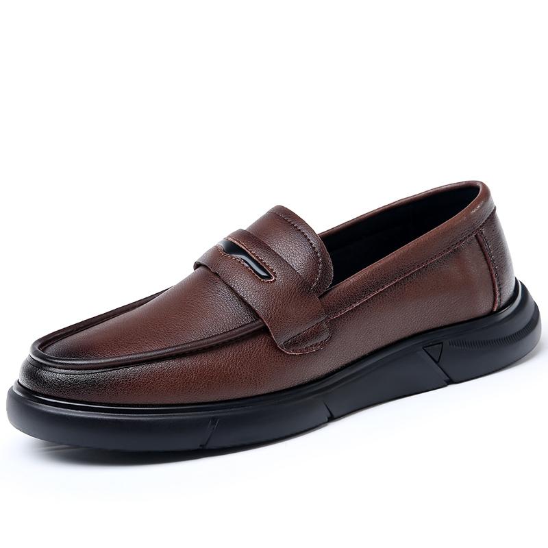 

Casual Shoes for Men Comfy Leather Slip on Shoes Stylish Style Simple Loafers Fashion Outdoor Driving Shoes Man Light Moccasins 44 коричневый