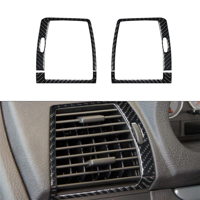 Carbon Fiber Car Center Console Air Conditioning CD Gear Control Panel Trim Cover Sticker For BMW X5 2000-2006 Car Accessories