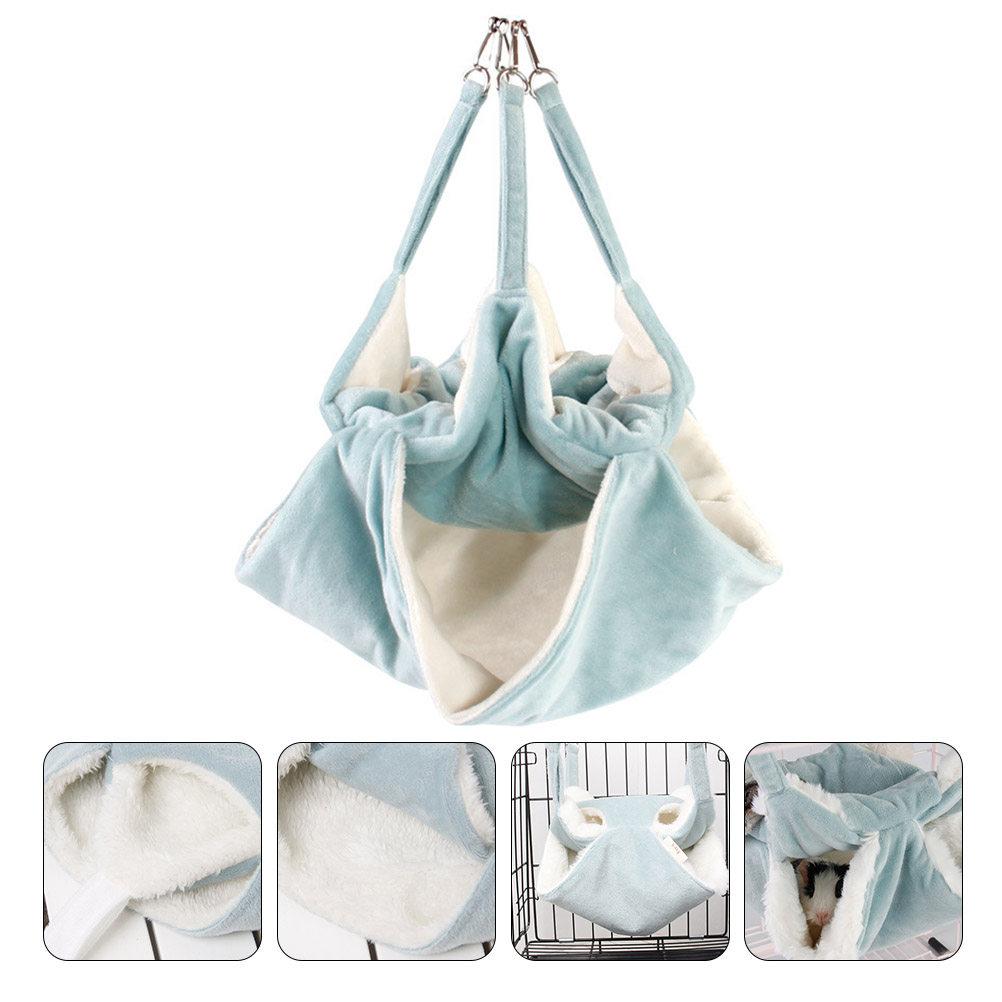 

Hamster Hammock Double Layers Flannel Pet Hanging Bed Swing Warm Nest Small Pet Sleeping House for Winter Fall S