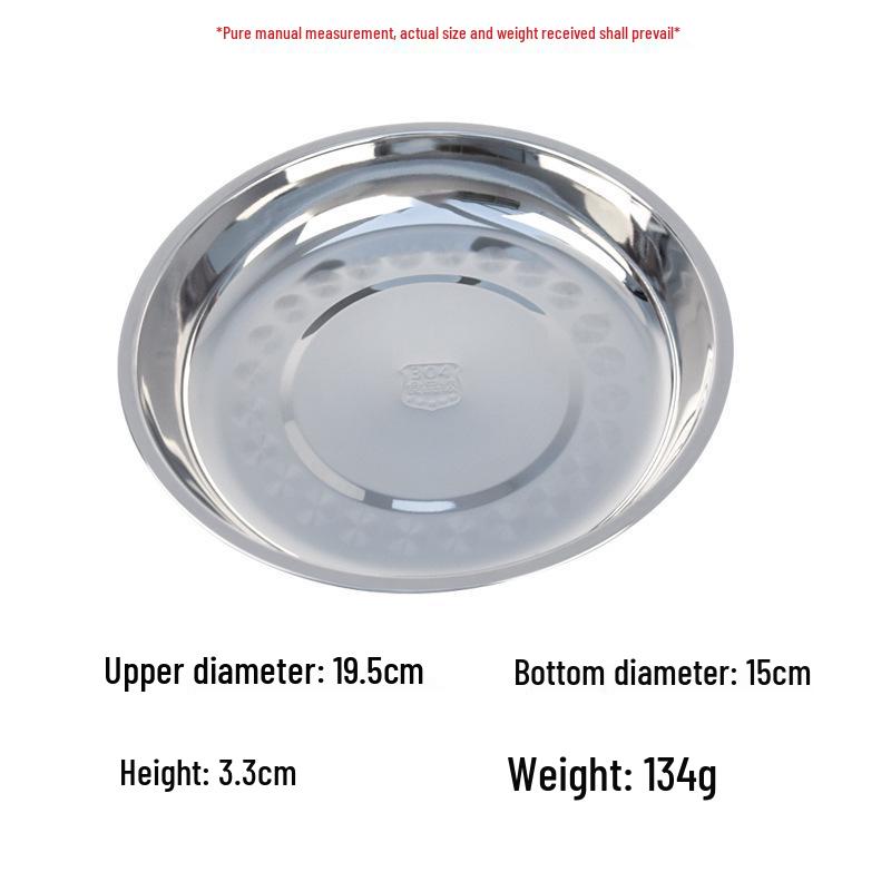 Food-Grade Stainless Steel Multi-Purpose Plate: Ideal for Soup, Dinner, Fruit, Steaming, and Household Use.