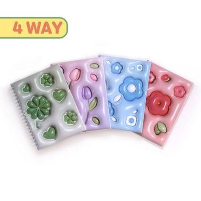 [Hergestellt in Korea] 3D Soft 4-fach indexierte linierte Notizbücher, 4er-Set