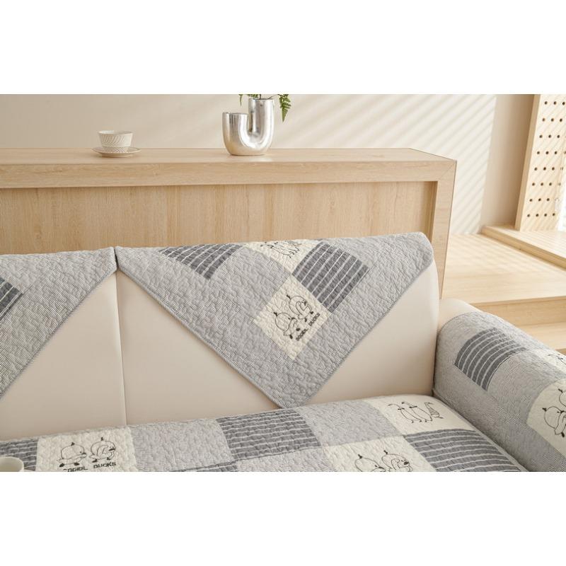 Sofa Cushion, Cotton, Suitable for All Seasons, Nordic Pure Cotton Fabric, Non-slip, Modern Simple Leather Cover, Living Room Seat Cushion