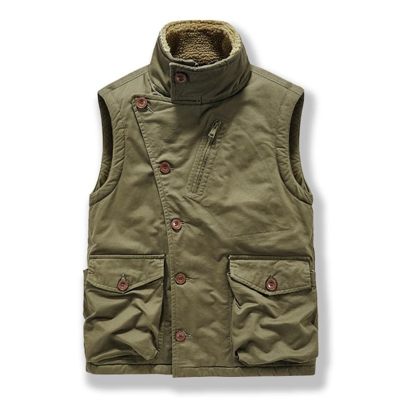 

Men Fleece Lined Cargo Winter Vest Jacket Sleeveless Outdoor Motorcycle Waistcoats XS