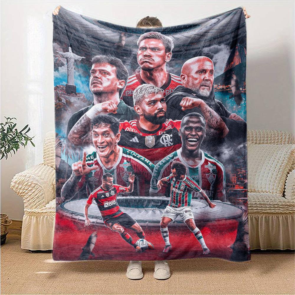 Flamengo Fußballmannschaft Spieler Collage Druck Flanelldecke Weiche Warme Überwurfdecke Fußballfan Sofa Bett Dekor