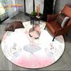 Ballet Girl Cartoon Flower Fairy Ballerina Round Carpet Rug for Living Room Bedroom Child Decor,Pet Area Rug Non-slip Floor Mat