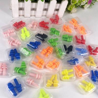 Soft Travel Work Sleep Reusable Ear Plugs Different Colours Box Silicone