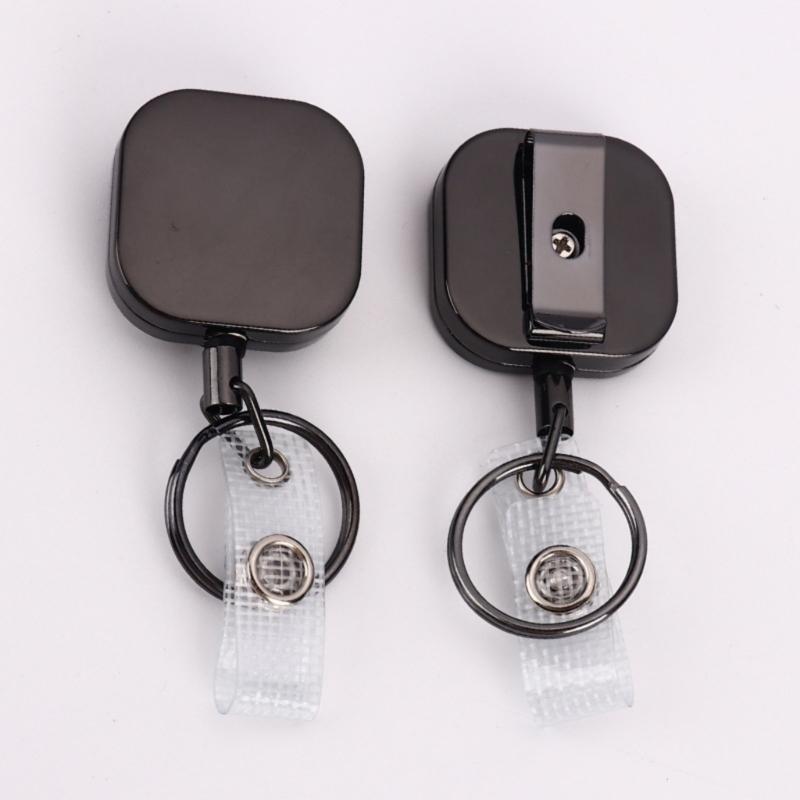 Stylish High Strength Carabiner Keychain Heavy Duty Retractable Badge Holder With Steel Cable Suitable For Outdoor Use