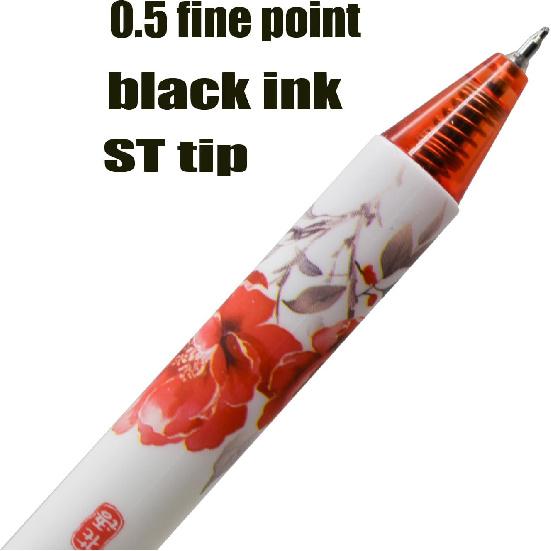 12 Pieces Camellia Flower Pens, Retractable Pen Floral Pen Secret Garden Party Theme Writing Pen, 0.5mm Fine Tip Click Pens for Women, Girls,