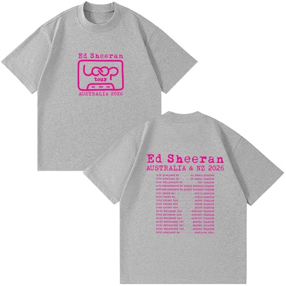 Y2k Fashion Tops Ed Sheeran Loop Tour Australia and New Zealand 2026 Tour Merch Summer T Shirts Cotton Print Clothing Fan Gifts
