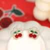Sweet Lovely Pearl Cherry Stud Earrings For Women Girls Korean Style Jewelry Earrings Gifts