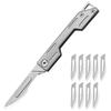 Folding Knife Stainless Steel Pocket Knife with 9 Disposable Blades Sharp Hobby Knife Craft Knife Kit