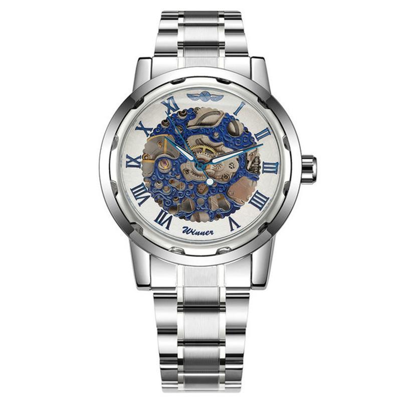 18 Colors Winner Men'S Fashion Business Casual Hollow Room Gold Strap, Manual Mechanical Watch