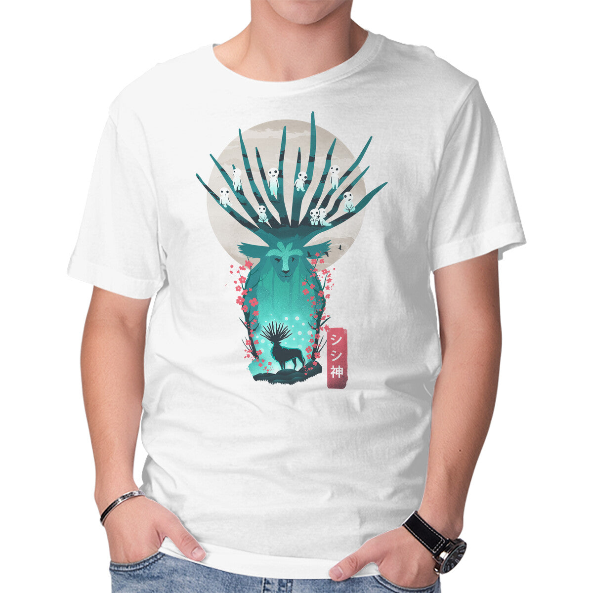 Unisex Crew Neck T-Shirt Deer God Graphic Short Sleeve Casual Tee XXXXL