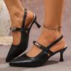 Simple silver temperament pointed high heels women's stiletto single shoes summer new French low-heeled bag head sandals