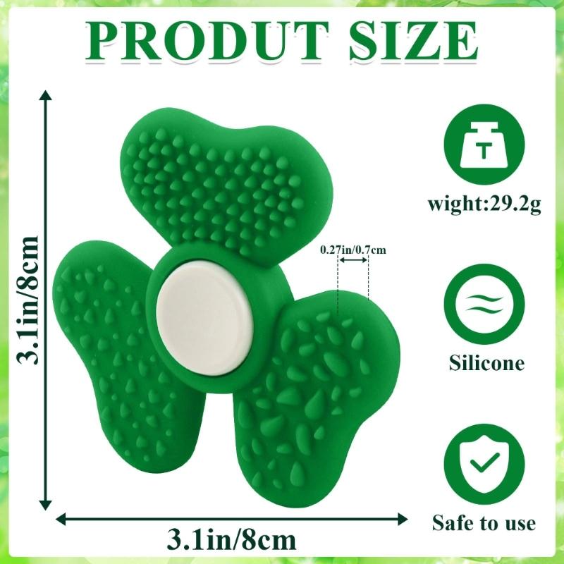 Texture Shamrock Sensory Spinner Toy For Kids Silicone Rotating Spinne Office Desk Toy For Adult Saint Patricks Day Gift