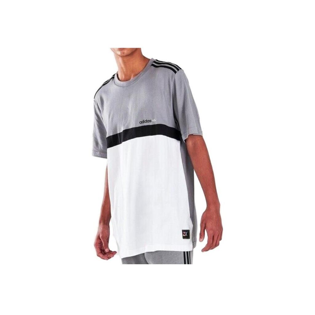 Adidas Color Block Striped Letter Print Crew Neck Short Sleeve T-Shirt Men Tops HE3008