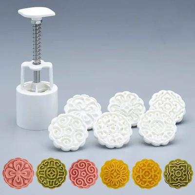 Flower Shaped Cookie Cutter, Moon Cake Plunger, Biscuits Mold, Fondant Mooncake Mold, Baking Kitchen Decorating Tools (7pcs)