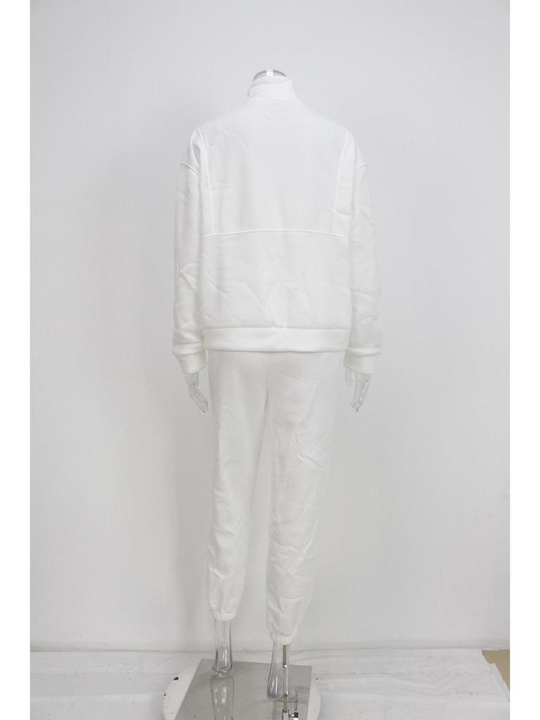 2025 Spring European & American Women's Two-Piece Fleece Sweatshirt Sporty Streetwear Set