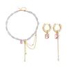 Trendy Glass Block Simulated Stone Accent Drop Earrings And Necklace Alloy Jewelry Ideal for Birthday Anniversary Gifts