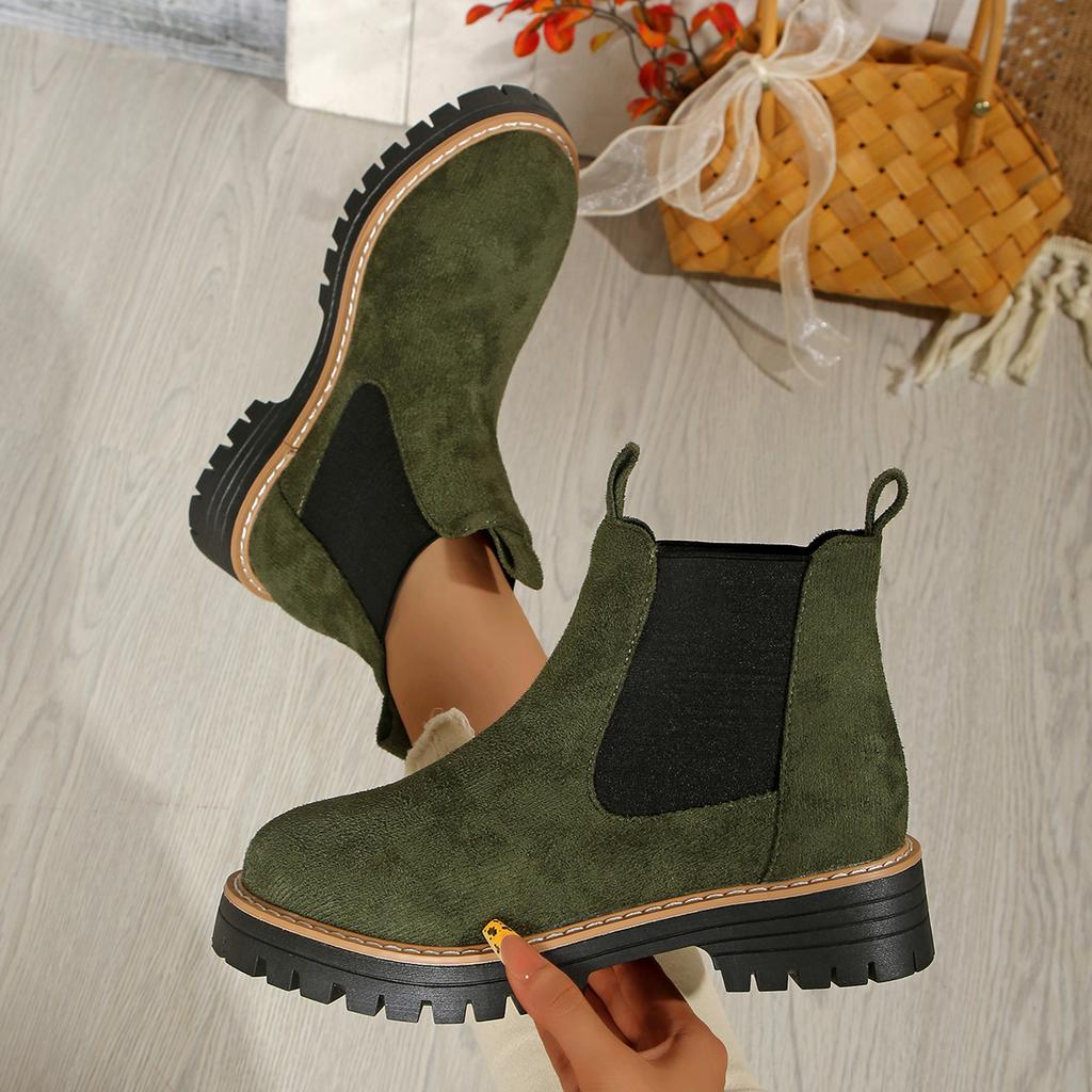 Winter -selling Comfortable Sports High-heeled Women's Boots Fashionable New Round Toe Casual Elegant Thick-soled Short Boots