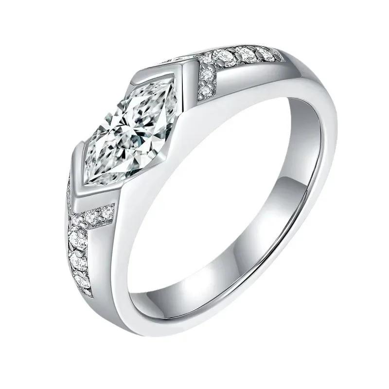 5*10mm Moissanite Ring for Men/Women 925 Sterling Silver Wedding Band Couple Promise Ring Fashion Jewelry Valentine's Day Gift