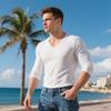 Men's High Quality stretch fabric Long Sleeve V-Neck T-Shirts Sweatshirts Sports Casual Tight Skinny Tops Blouse For Men Streetwear Underwear