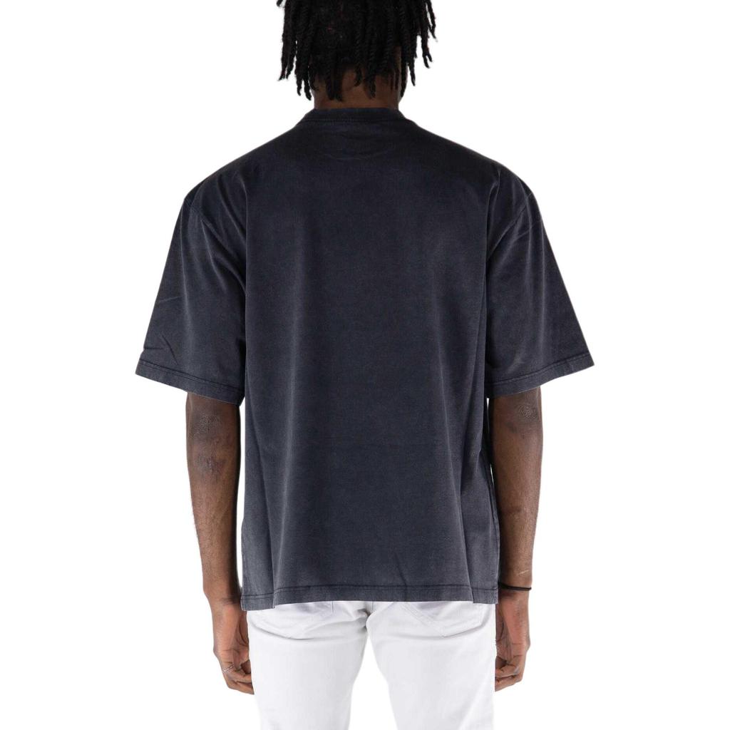 We11done Ss24 Rabbit Print Vintage Wash Round Neck Drop Shoulder Short Sleeve T-Shirt Unisex T-Shirt Black WD-TT0-24-729-U-BK