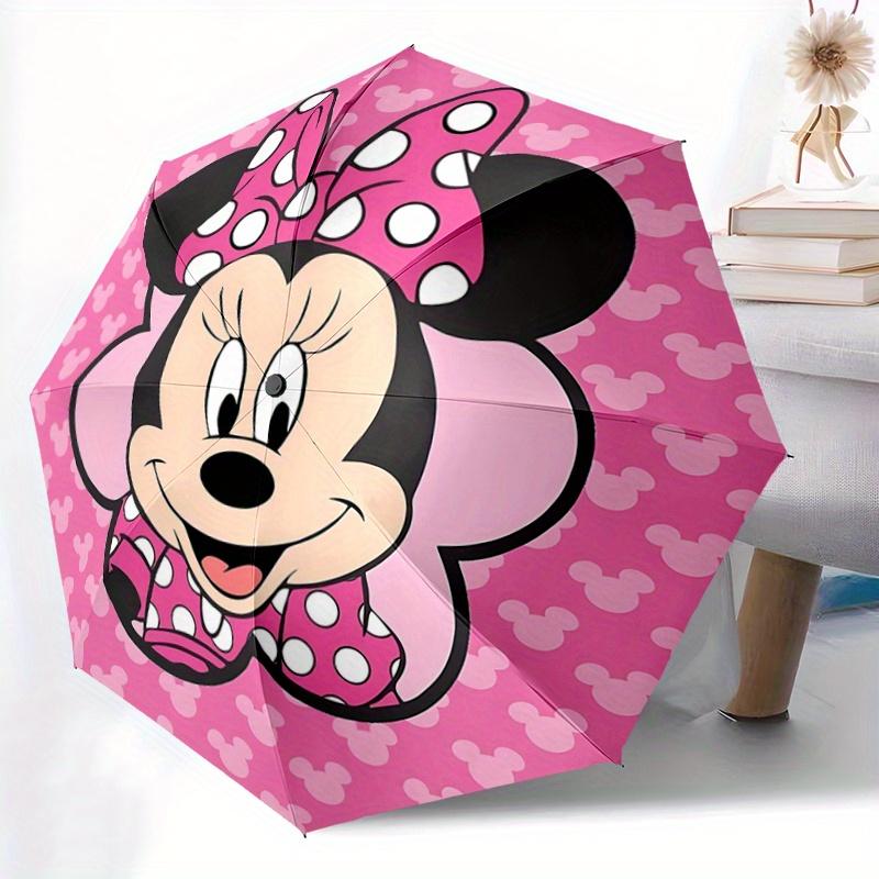 1pc Minnie Mouse Polka Dot Auto Open Close Umbrella, Portable 3-Fold Design with 8-Bone Iron Frame, Outdoor Umbrella, Ideal Gift for Fans, T