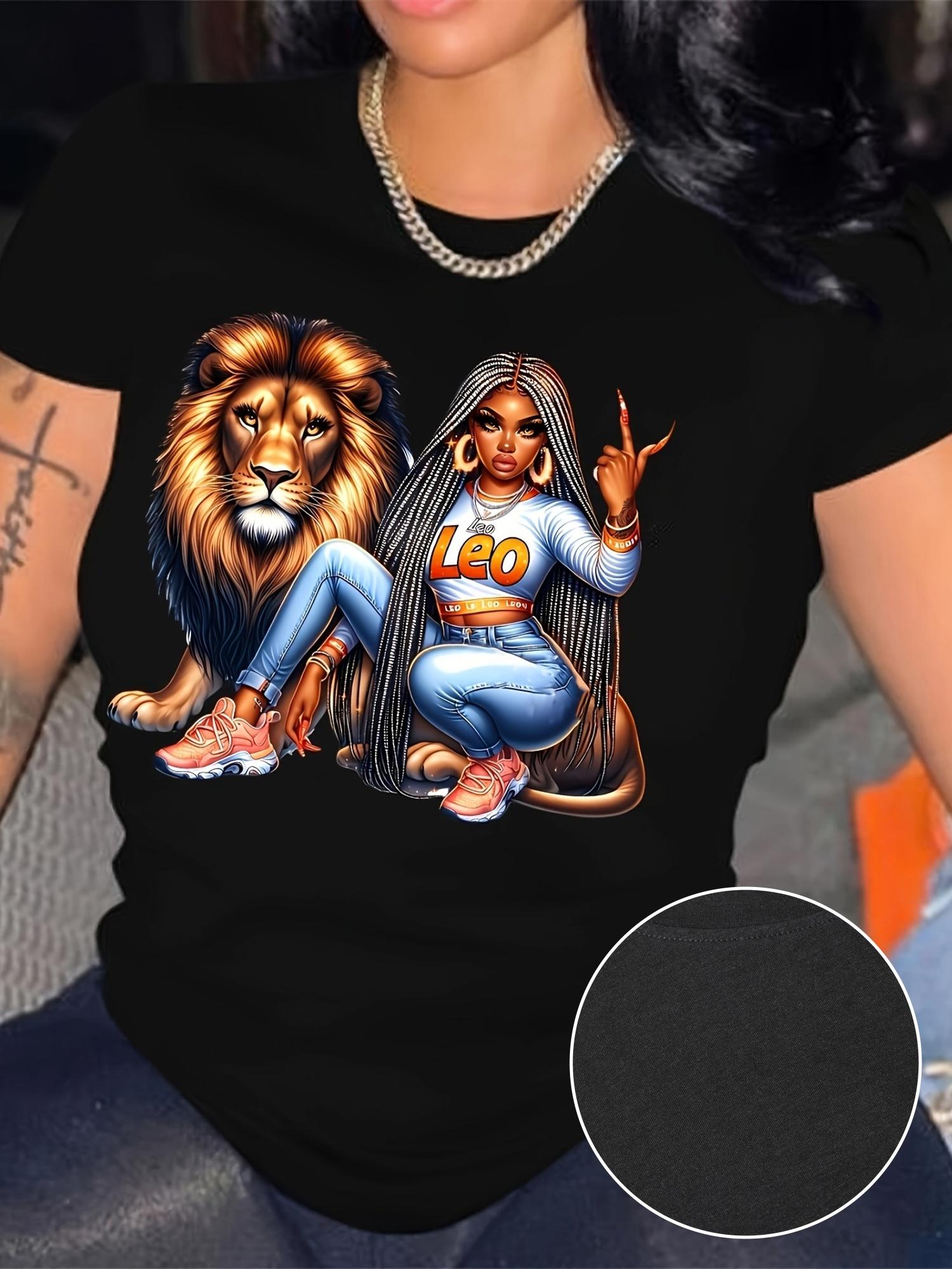Leo Woman Lion Graphic Print T-shirt XXXL