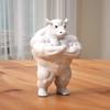 Creative Muscular Bull Sculpture with Crossed Arms, Whimsical Statue Home Office Desk Decor