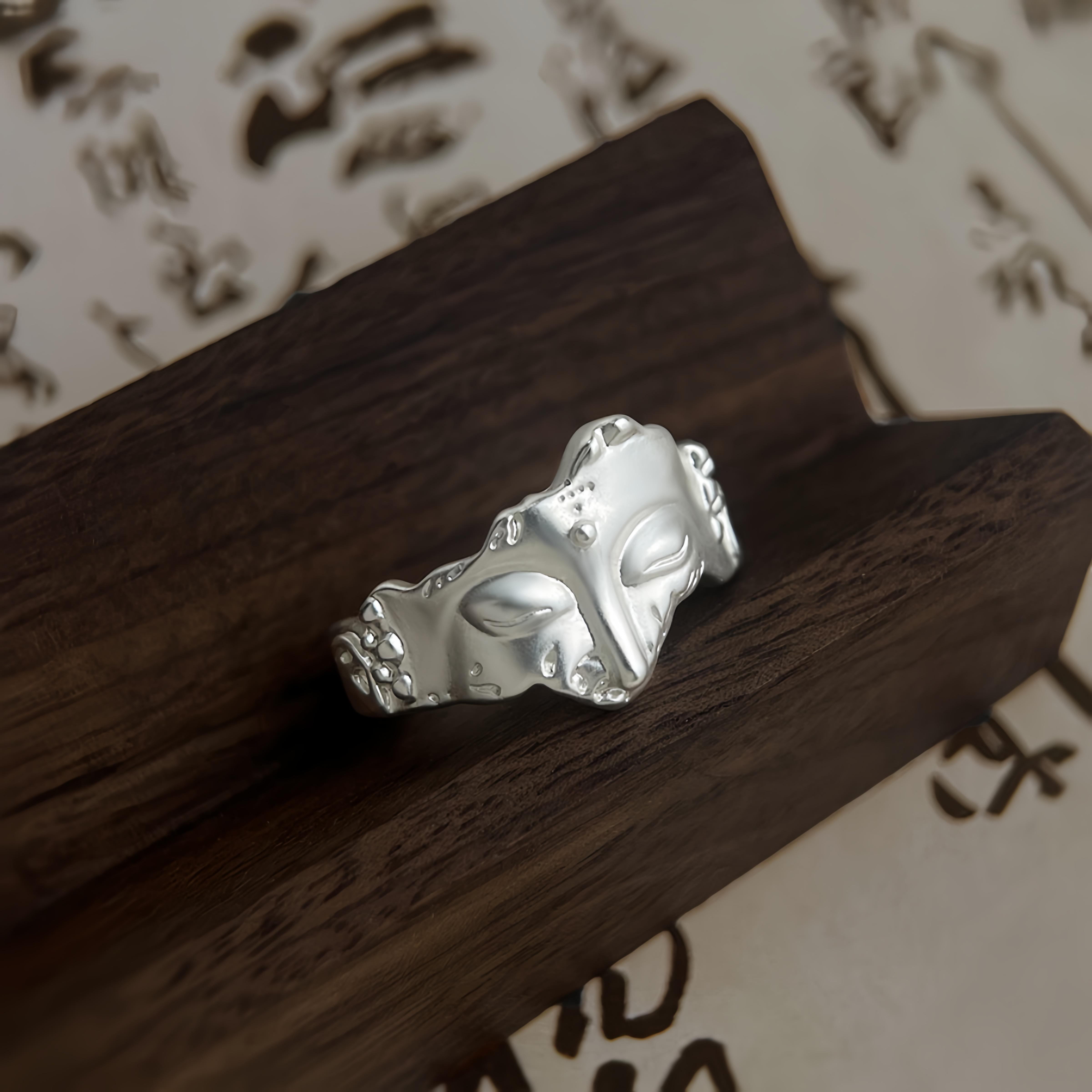 

Ретро Тибетский Будда Медицины Искаженное Лицо Регулируемое Открытое Кольцо для Мужчин Готика Панк Дерзкий Медь Циркон Унисекс Аксессуары Подарок 8-12