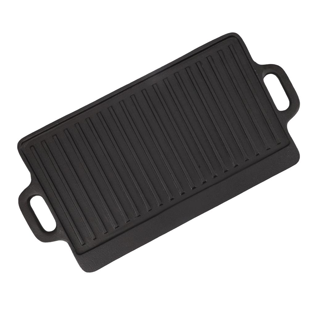 Plaque de cuisson double face en fer Chauffage rapide et uniforme Plaque de grill réversible pour camping en plein air Réchaud à gaz Cuisinière à induction