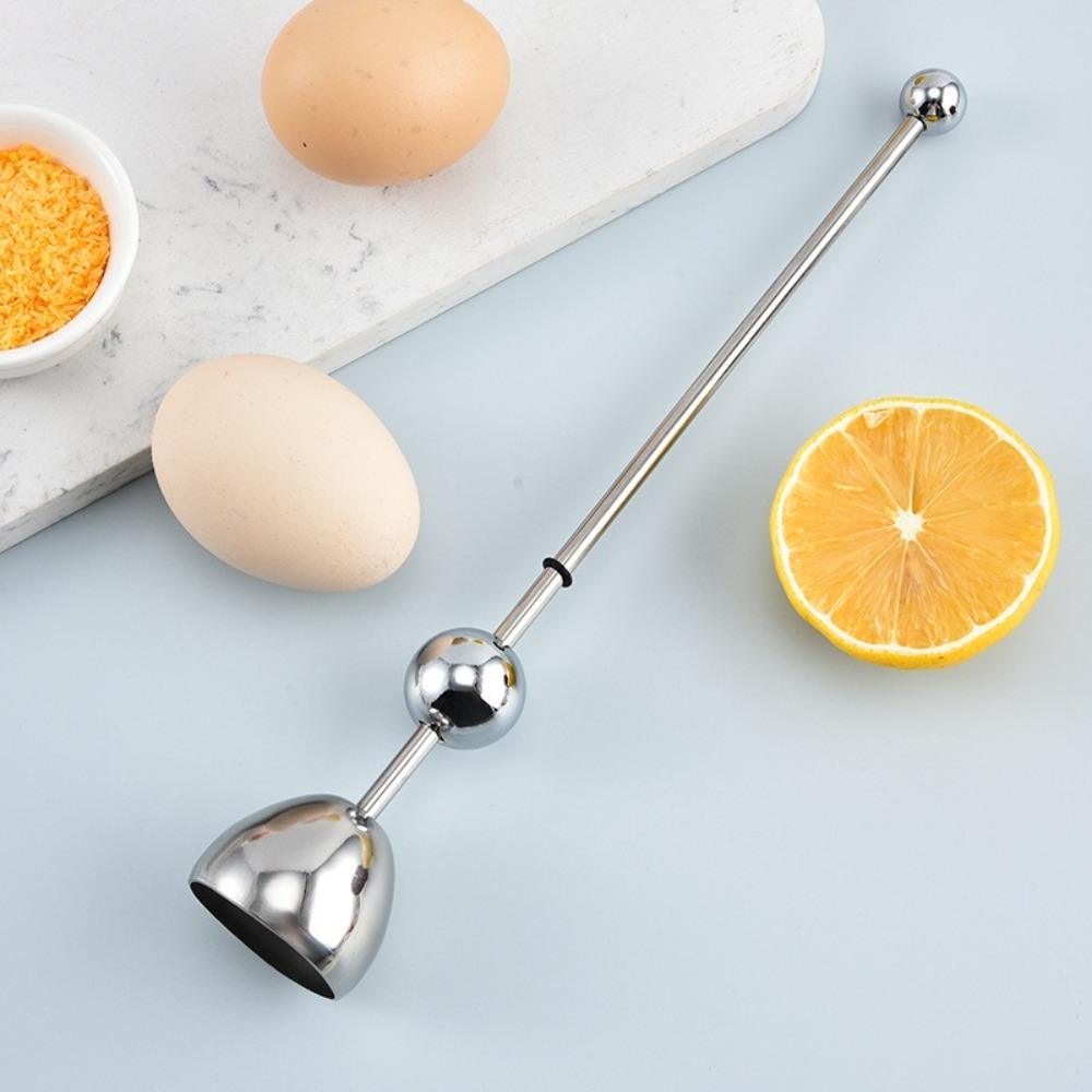 2 stk Rustfritt Stål Eggknekker Separator Profesjonell Eggvisp Skall Kokt Verktøy Matlagingsverktøy