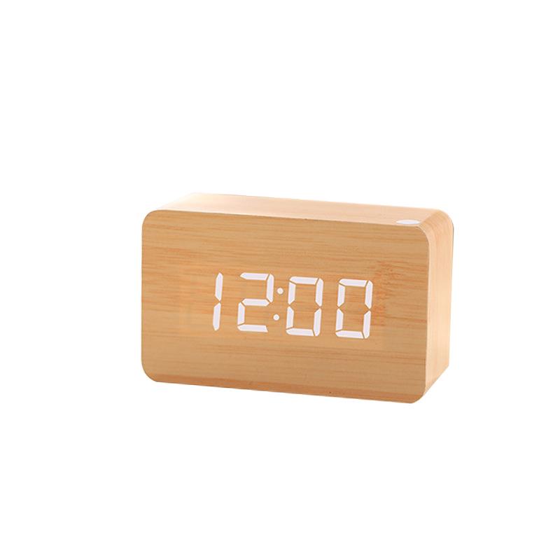 LED Digitaluhr aus Holz mit Sprachsteuerung & Thermometer