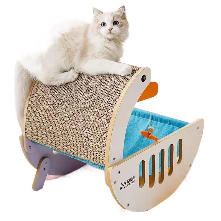 Universal Washable Cat Bed with Scratching Board and Toy Hammock