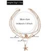 European & American Beach Style Starfish & Seashell Pendant Layered Necklace with Imitation Pearl Beads for Women